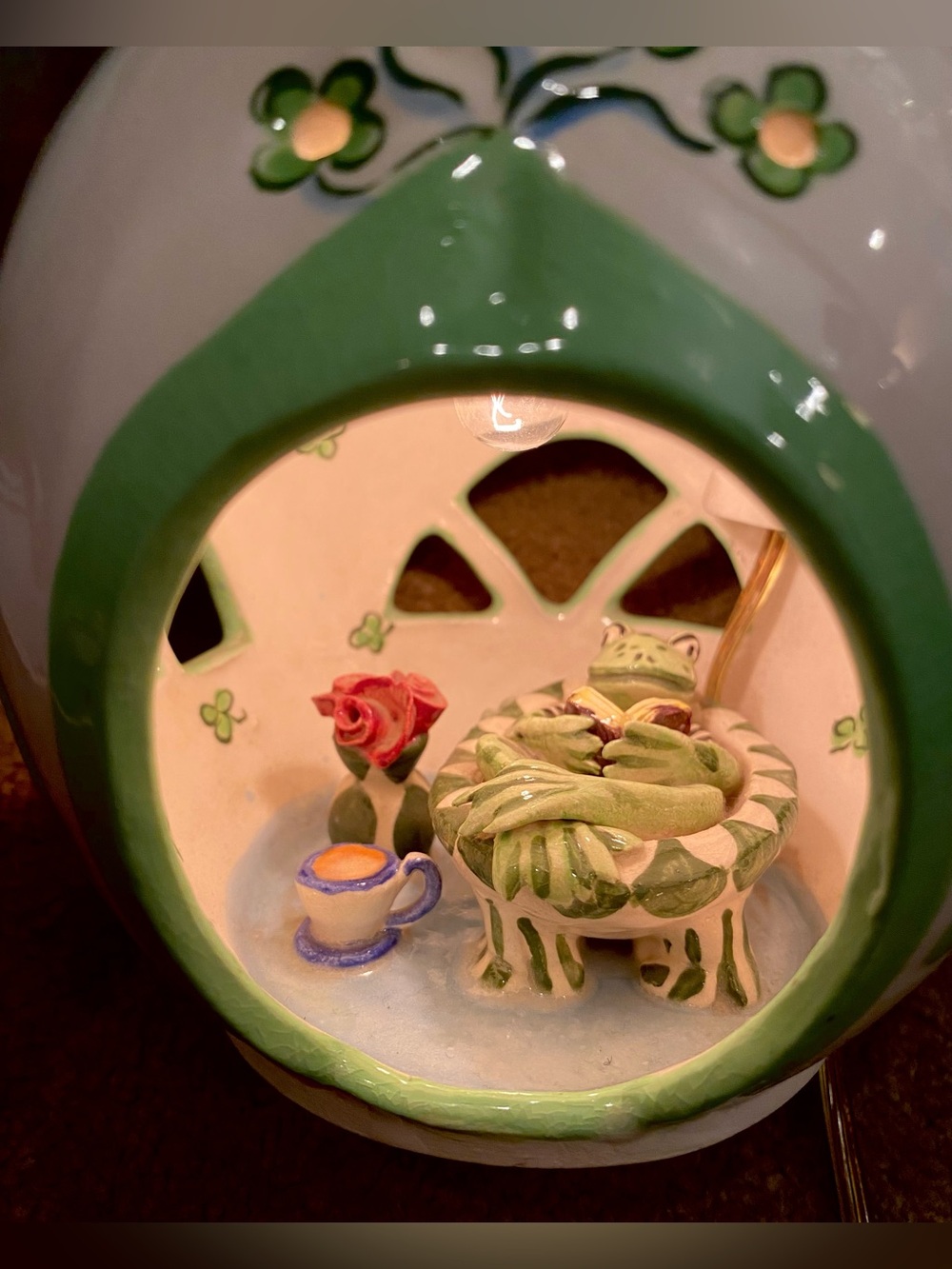 NIGHT LIGHT HANDMADE KIDS DECOR FROG VINTAGE CIRCA- 1993 CERAMIC LESLEY LITTLE